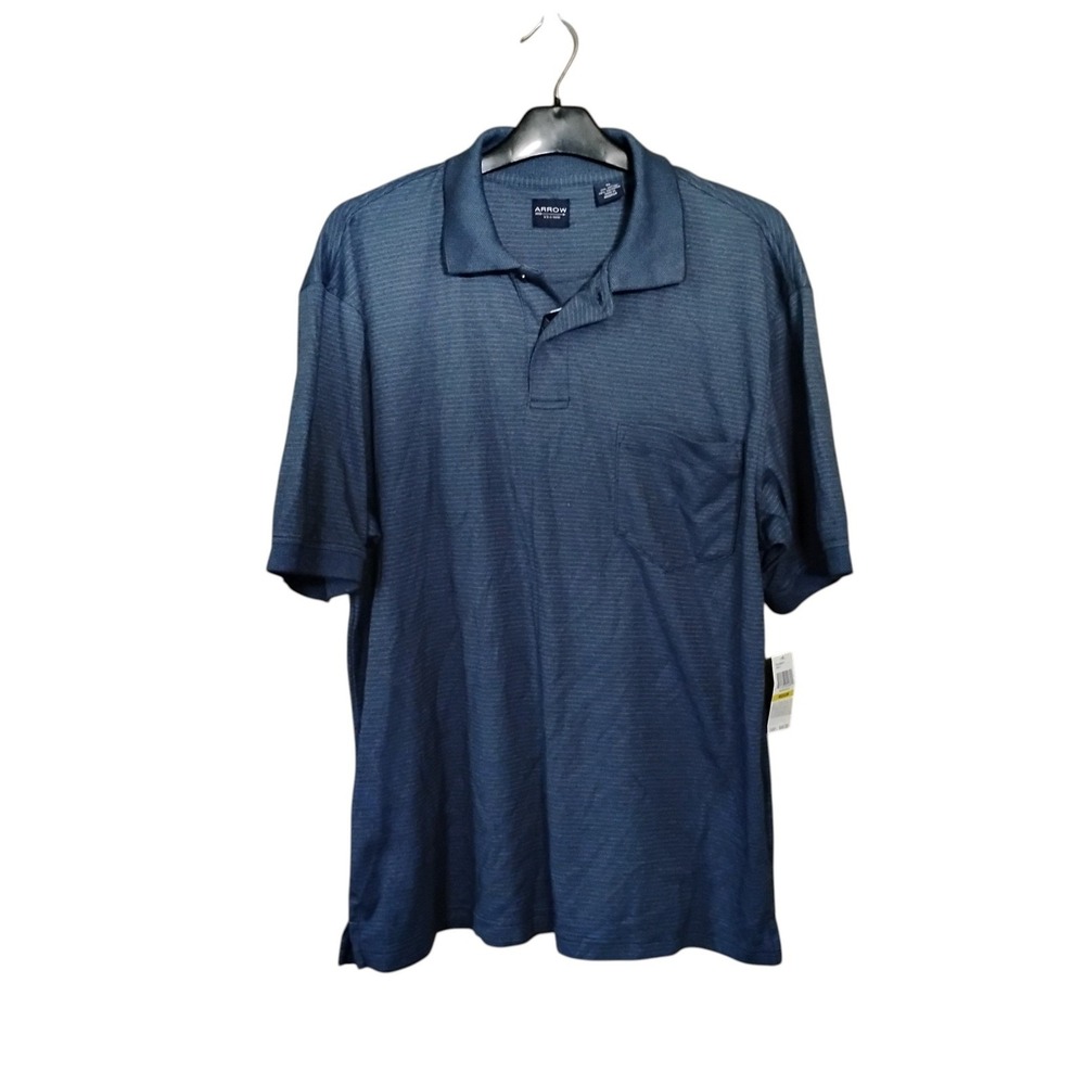Arrow Mens Polo Shirt Insignia Blue Striped Short Sleeve Pocket M 52K3846415